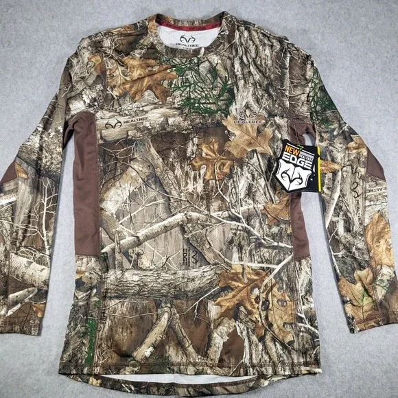 Realtree Long Sleeve Performance Hunting Tee Shirt Mens Small Black, Camo UPF 30 - Picture 6 of 16